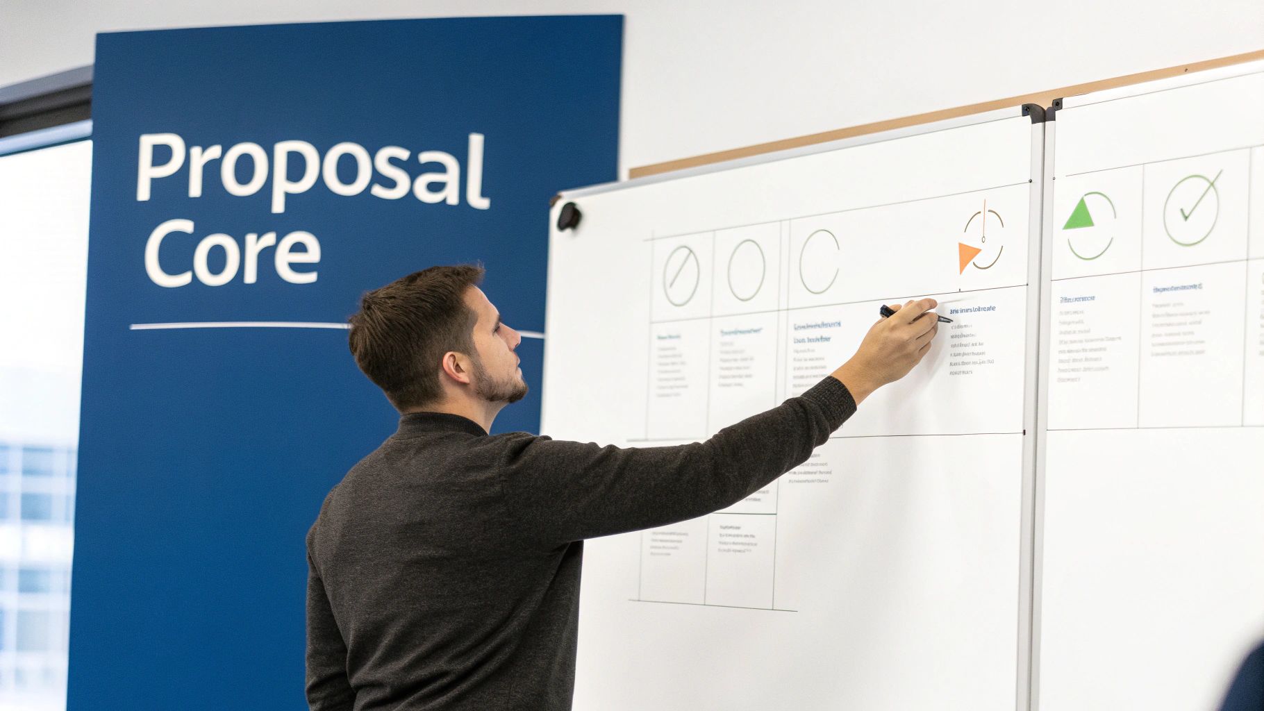 A close-up of a well-structured business proposal document being reviewed.